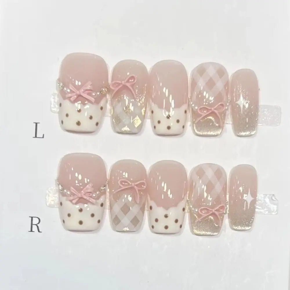 Nail Art Love - 10Pcs Sweet Mid-length Ballet False Nails