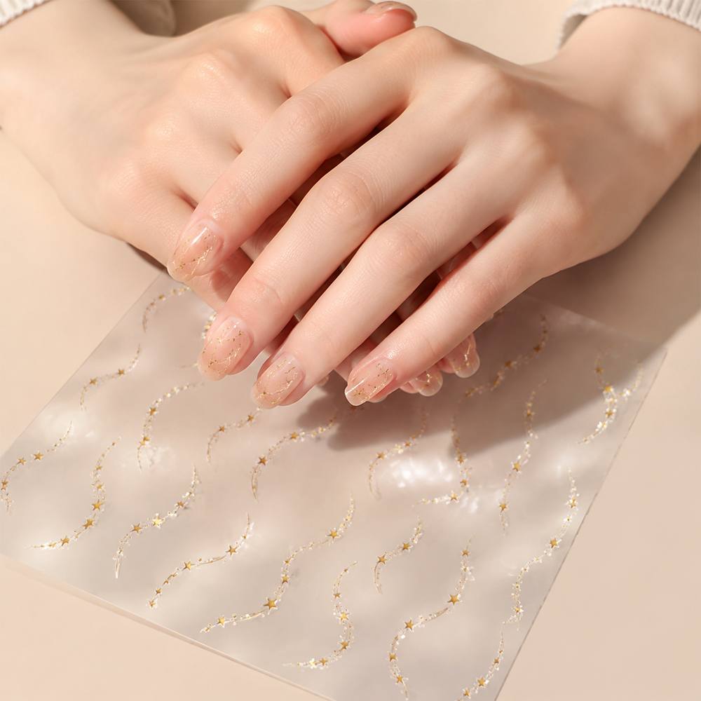 Nail Art Chrome - 1Pc Scintillating Stars Nail Art Sticker