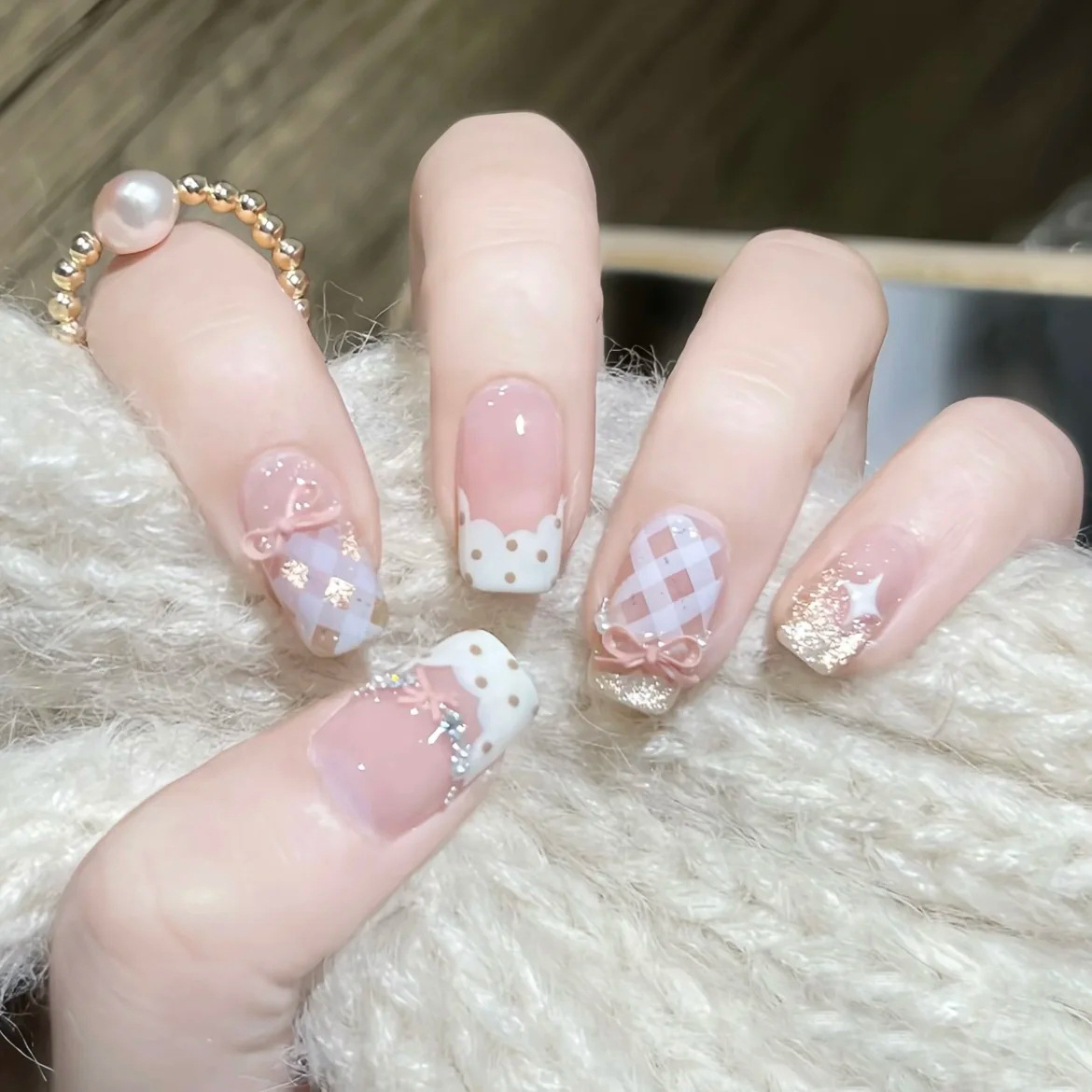 Nail Art Love - 10Pcs Sweet Mid-length Ballet False Nails