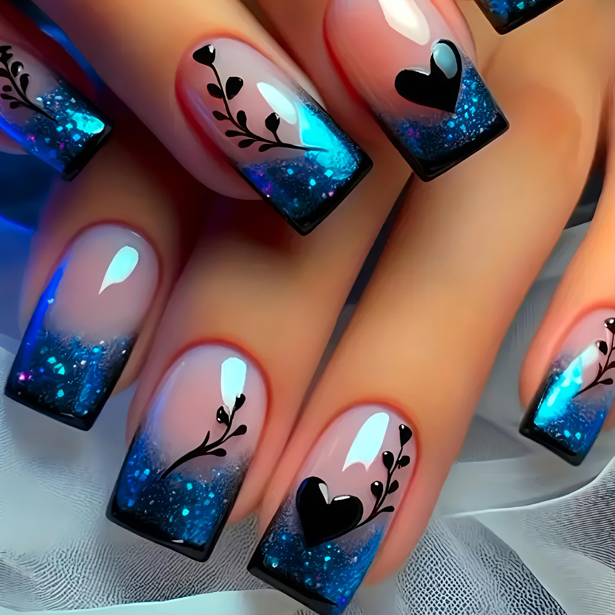 Nail Art Love - 24PC European and American Fashion Blue