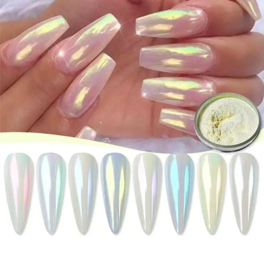 1 Set White Chrome Powder Pear – Nail Art Chrome Bewertung und Preis