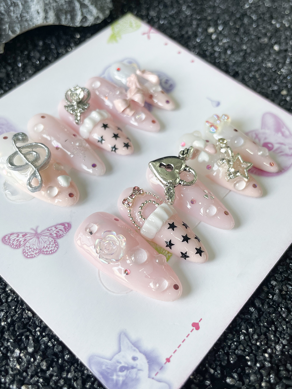 10Pcs Handmade Pink Sweet Long – Nail Art Love Bewertung und Preis