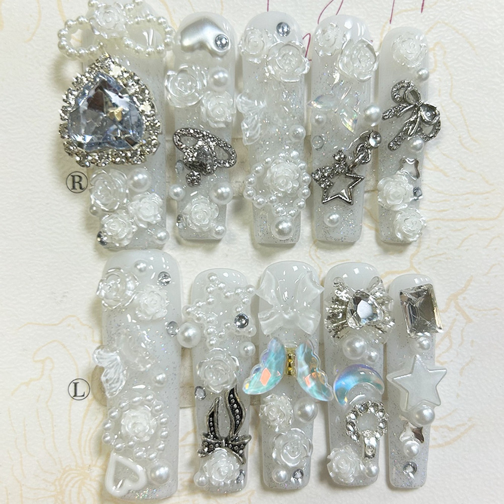 10PCS Cute Jirai Kei White Han – Nail Art Love Bewertung und Preis