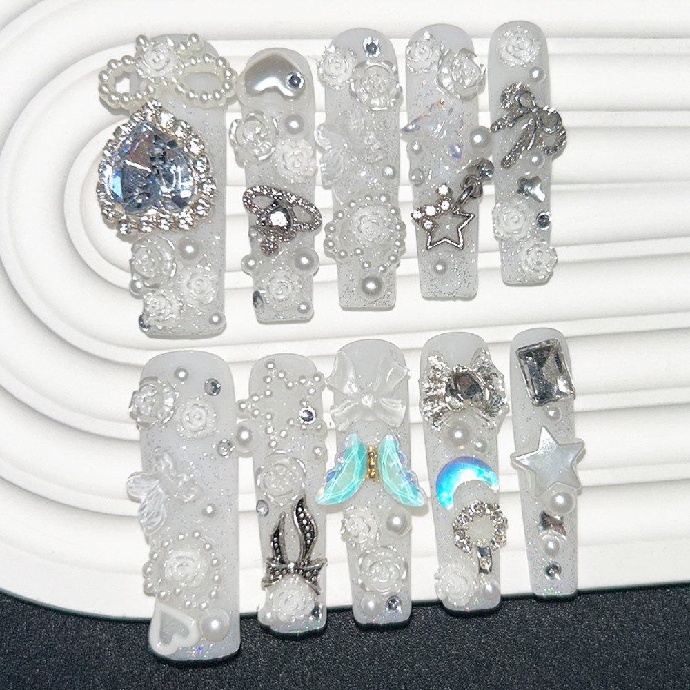 10PCS Cute Jirai Kei White Han – Nail Art Love Bewertung und Preis