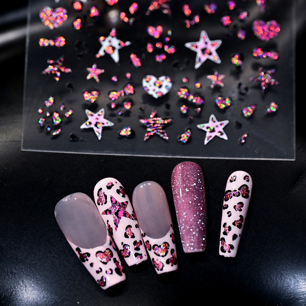1Pcs Pink Glitter Leopard Prin – Nail Art Leopard Bewertung und Preis